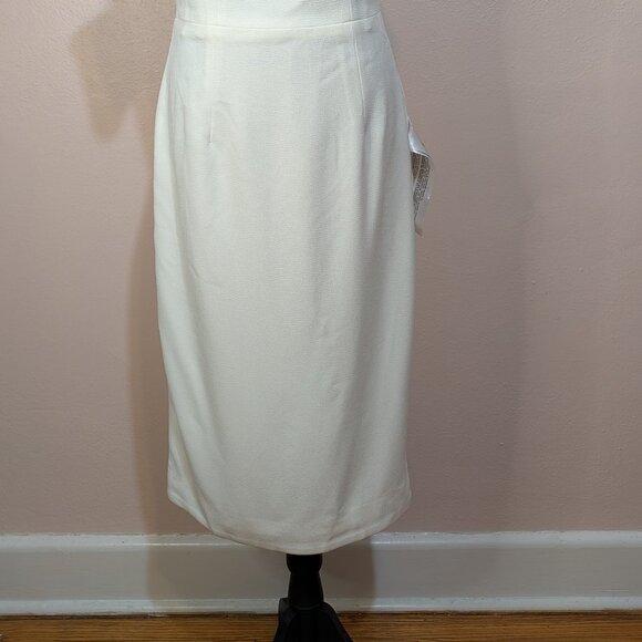 (NWT) Dress The Population Womens Off The Shoulder Dress M Off White Ivory NEW - Picture 4 of 14
